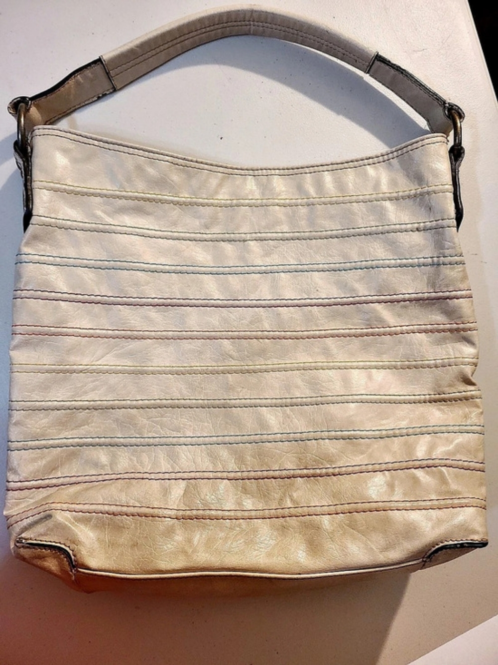 Axcess Striped Shoulder Bag in Cream & Pink